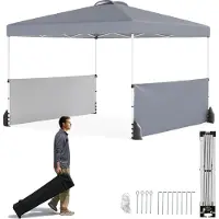 Northix Tonnelle pliante 3 x 3 m avec 2 parois latérales, sac, gris