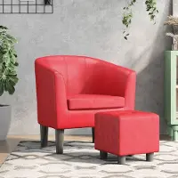 Prolenta Maison Exclusive - Fauteuil club avec repose-pieds, en similicuir rouge