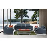 AEA Kunstleder Sofa Set in Schwarz modern und elegant