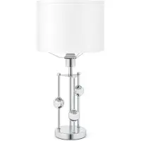Costway Lampe de chevet avec douille E27, abat-jour en lin et 3 boules décoratives, lampe de table moderne, lampe de bureau 30 x 60 cm