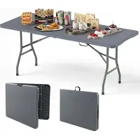 StarTech.com Table de jardin - Table de camping pliante - Poignée de transport - Plastique - Table de balcon, de fête et de buffet - Grise