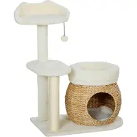 Fortuna Lai Arbre à chat 79 cm Arbre à chat avec niche, lit, balles, griffoir en sisal, pour chats jusqu'à 5 kg, blanc crème