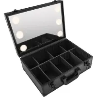 StarTech.com Trousse de maquillage - Trousse cosmétique avec miroir - Miroir avec 3 températures de couleur - 9 compartiments - 42 × 30 × 15 cm - Pour palettes d'ombres à paupières - Noir
