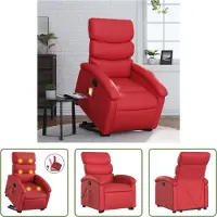 The Living Store Fauteuil de massage avec releveur Rouge Similicuir