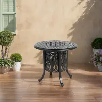 SUCCESS COURIER Table en aluminium avec seau à glace, table d'appoint de terrasse avec repose-pieds réglables, bronze