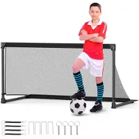 Costway 150 x 71 x 76 cm But de football, but de football avec cadre métallique, filet en PE et 4 piquets en U, montage facile, équipement d'entraînement extérieur