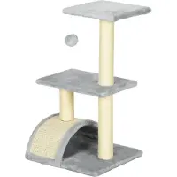 Fortuna Lai Arbre à chat 72 cm Tour pour chat avec balles en peluche, troncs en sisal, plate-forme, planche à griffer Gris clair