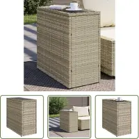 The Living Store Table d'appoint de jardin avec plateau en verre 58x27,5x55 cm Poly rotin