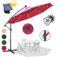 TolleTour Parasol avec éclairage LED Parapluie 300 cm Parapluie de jardin Pavillon - Rouge