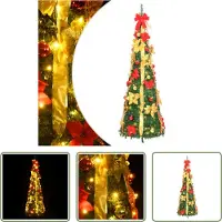 The Living Store Sapin de Noël Pop-Up Artificiel 100 LED Vert 150 cm
