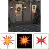 The Living Store Étoile de Noël LED avec piquet de terre Pliable Rouge 57 cm