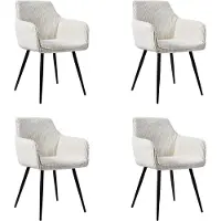 Zelurxx lot de 4 chaises de salle à manger avec accoudoirs, tissu velours côtelé, Le style est simple et doux, chaud et structuré, avec une belle atmosphère de la pièce
