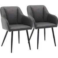 CLIPOP Chaise de salle à manger (lot de 2) avec accoudoirs, similicuir Chaise rembourrée, gris