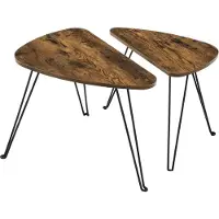 Vasagle Lot de 2 tables d'appoint, tables gigognes, tables basses, pour salon, salle à manger, chambre à coucher, style industriel, marron rustique et noir