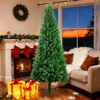 ZMH Arbre de Noël artificiel 210 cm avec 3 jeux de boîtes cadeaux Cadeaux LED lumineuses 8 modes d'éclairage Arbre de Noël Aiguilles en PVC pour l'intérieur Décoration de Noël