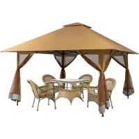 StarTech.com Pavillon de jardin - Pavillon pliable pop-up - 4 x 4 m - Hauteur réglable - Parois latérales avec moustiquaire - Protection UV 50+ - Structure en acier - Polyester 201T - Marron