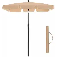 In And OutdoorMatch Parasol Garett - Parasol rectangulaire - 200 x 125 cm - protection UV jusqu'à UPF 50+ - pliable - avec revêtement PA - jardin - terrasse - sans support - Beige