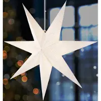 Ed Brubaker Étoile de Noël 60 cm pour intérieur - Étoile de l'Avent avec douille E14 Suspendue avec 3,5 m de câble - Étoile en papier 3D, Blanc