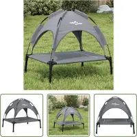 The Living Store Lit pour chien avec toit Anthracite Tissu Oxford et acier