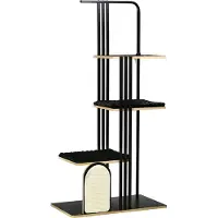 Fortuna Lai Arbre à chat 170 cm Grand arbre à chat avec coussin, griffoir, 3 plateformes, meuble pour chat en acier noir