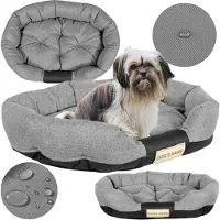 AIO Factory Lit pour chien, Lit pour chien, 130X105 Cm, Espace nominal, Canapé, Oreiller, Dormir, Ovale, Gris