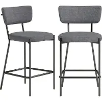 Northio Gray Bar Stools Set of 2, Curved Back, Metal Frame