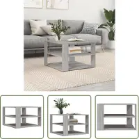 The Living Store Table basse Gris Sonoma 59,5x59,5x40 cm Matériau dérivé du bois