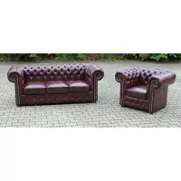 AEA Sofagarnitur 3+1 Chesterfield Sofa Couch Ledersofa Garnitur Englisch Garnitur