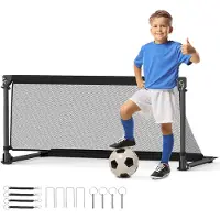 Costway 100 x 50 x 47 cm But de football, but de football avec cadre métallique stable, filet en PE et 4 piquets en U, montage, équipement d'entraînement extérieur