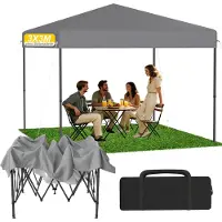 UISEBRT Pavillon pop-up argenté 3 x 3 m, pavillon pliable à montage rapide à l'aide d'un seul bouton, imperméable et protection UV, sans panneaux latéraux, sac et piquets inclus