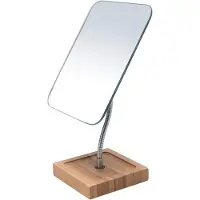 Sonstiges YEAKE Miroir de maquillage flexible à col de cygne en bambou pivotant à 360° 20,3 cm grand Sans cadre portable Miroir de bureau de table avec support