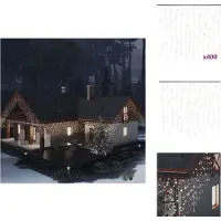 vidaXL Rideau lumineux LED Eiszapfen 10 m 400 LED blanc chaud 8 fonctions - éclairage de Noël