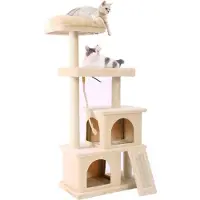 Merkloos Arbre à chat de luxe - Crème - Avec hamac - Convient aux chatons - 127 cm