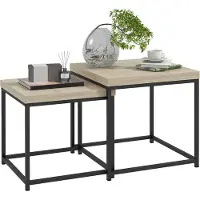 StarTech.com Lot de 2 tables gigognes - Table basse/table d'appoint - Carrées 45×45×45 cm - Pieds en acier - Matériau dérivé du bois - Chêne