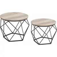 In And OutdoorMatch Table basse moderne Clim - Rond - Salon - Table basse - Table d'appoint - Lot de 2
