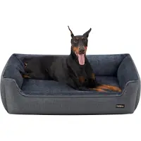 Feandrea lit pour chien, coussin pour chien en aspect lin, panier pour chien, bords surélevés, fond antidérapant, housse amovible, lavable, XXL,