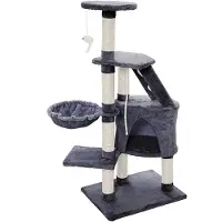 Mucola Arbre à chat Anthracite Arbre à chat 120cm Maison pour chats Arbre à grimper Colonne pour chats Meubles de jeu Arbre à chat naturel Colonne Sisal