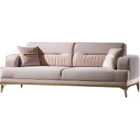 AEA Dreisitzer Wohnzimmer 3-Sitzer Sofa Polster Möbel Stoff Beige Modern Couch