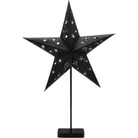 Spetebo 3.06 Etoile en papier sur support métallique en noir - env. 45 cm - étoile décorative avec compartiment à piles dans le pied / minuterie