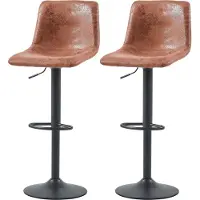 CLIPOP Tabouret de bar Lot de 2 Réglable en hauteur, similicuir Tabouret de bistrot, marron