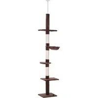 Fortuna Arbre à chat Lai, hauteur réglable, arbre à chat stable avec colonnes en sisal, arbre à chat, marron, 40 x 34 x 230-260 cm