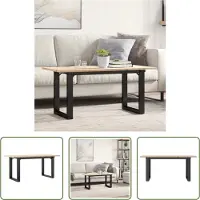 The Living Store Table basse O-Cadres 90x40x45cm pin massif et fonte