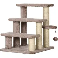 Fortuna Arbre à chat Lai, escalier pour animaux domestiques, 3 marches, balle de jeu, jusqu'à 5 kg, 45 x 40 x 48 cm, marron
