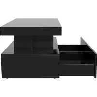 StarTech.com Table basse - Table de salon - Finition brillante - Éclairage LED - 2 tiroirs - MDF - Noir