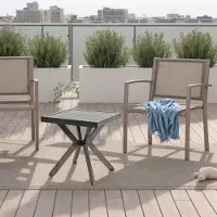 Sweiko Extérieur Aluminium Carré Table latérale Table d'extrémité pour patio, cour, piscine, compagnon d'intérieur, entretien facile et résistant aux intempéries, Gris foncé