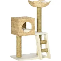 Fortuna Arbre à chat Lai, hauteur 100,5 cm, avec niche, lit et escalier pour chat, poteaux à griffer en sisal et coussins pour petits chats, naturel