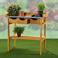 Mucola Table de jardin Table de jardinage Table de travail Table de jardinier Table en bois Table à tiroirs Tablette Outdoor