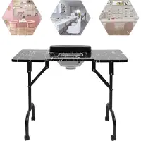 StarTech.com Table à ongles portable - Table de manucure - Pliable - Avec aspiration de poussière - Structure métallique - Pour studio et domicile - Montage requis - Noir