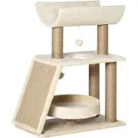 Fortuna Arbre à chat Lai, avec jouets et lit pour chat, 60 cm x 30 cm x 76 cm, naturel