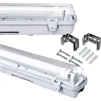 Wolketon LED Luminaire pour locaux humides, IP65 étanche Luminaire pour locaux humides, plafonnier Luminaire pour baignoire Cave Lumière du jour, 24W 150cm monotube FroidBlanc